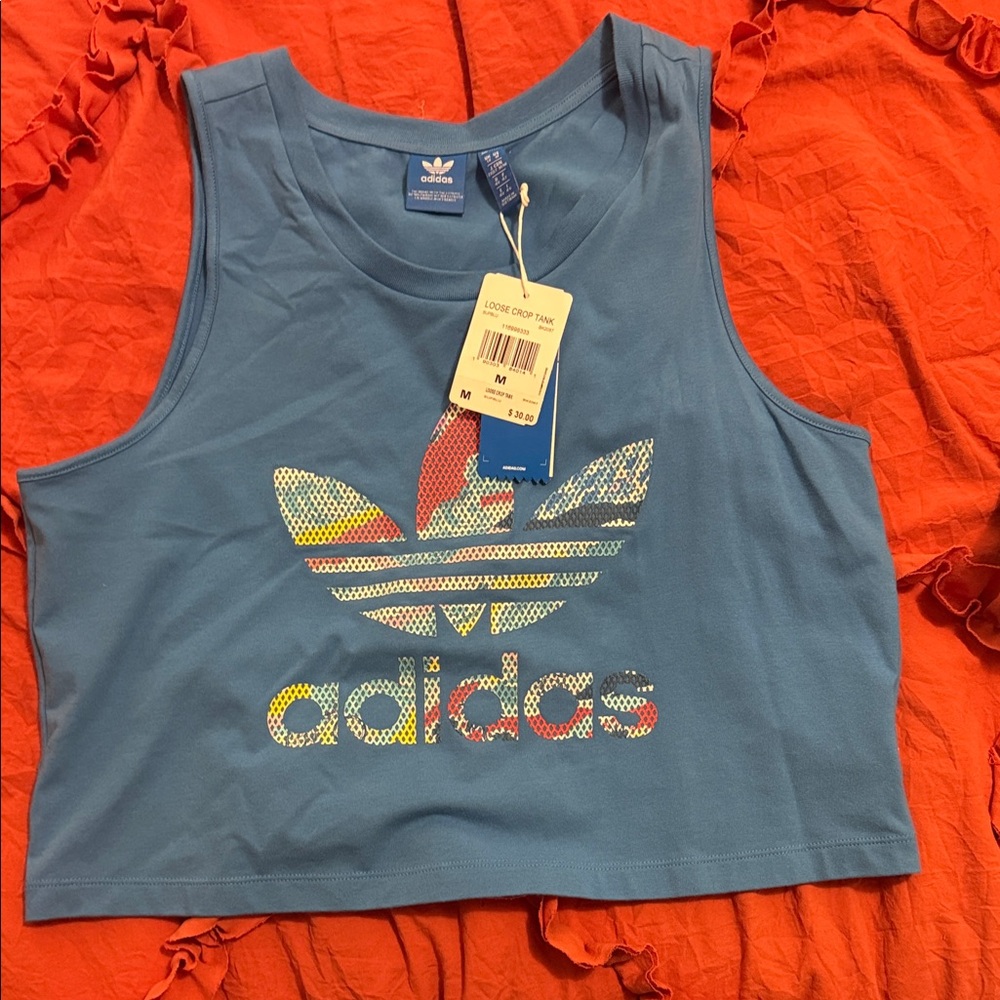 Adidas Women's Blue Graphic Tank Top